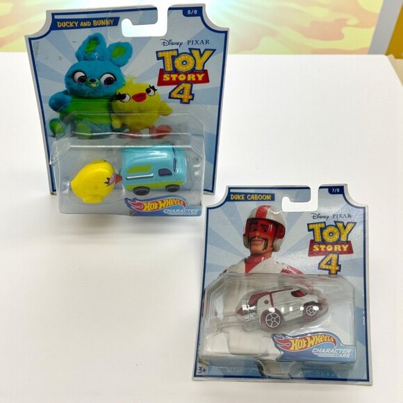 Disney Pixar Toy Story 4 Hot Wheels Character Cars Ducky & Bunny And Duke Caboom - Picture 1 of 16